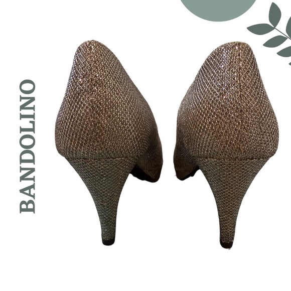 🛍️3/$40 Bandolino Gold Sparkle Peep Toe Heels – Size 8.5M - Picture 6 of 8